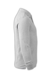 SKLPS003 solid color hemp gray 014 long sleeve men's Polo shirt 1AD01 customized sports solid color Polo shirt polo shirt shop polo shirt manufacturer polo shirt price back view